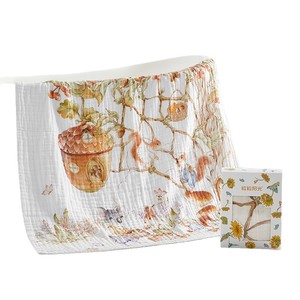 Toalla de Baño de Gasa para Bebé October Crystallized Sunshine, 100% Algodón, 110x110cm, Diseño Floral, Suave para la Piel, Uso Doméstico - Product Image 1