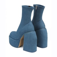 2024 hiver tendances de la mode et Designer Style Denim fermeture éclair talon épais chose bottes hautes pour femmes chaussures