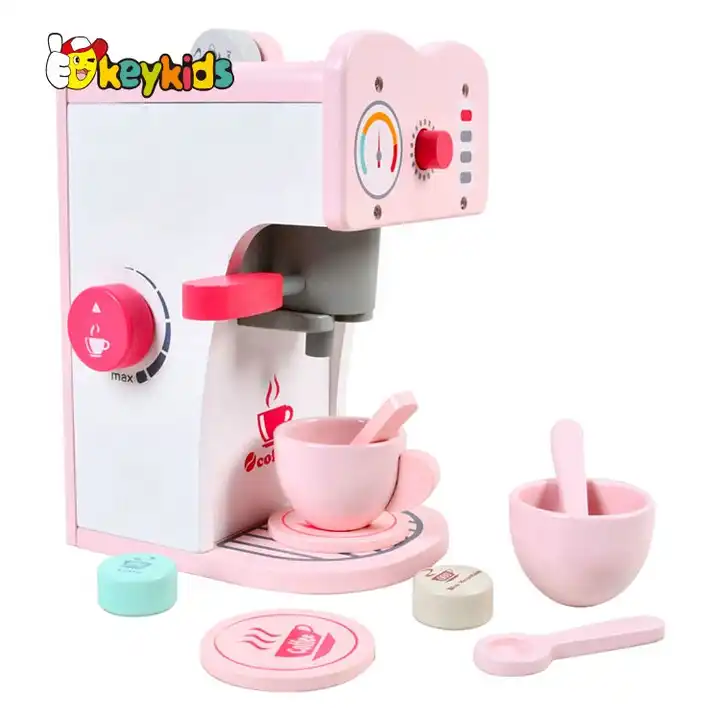 vendita calda finta gioco di legno rosa giocattolo macchina per il caffè  per i bambini w10d526