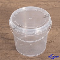 Seau jetable 300ml 500ml 750ml 1L 2L 3L 4L 5L Boîte d'emballage en plastique transparent carrée et seau avec poignée et couvercle pour aliments