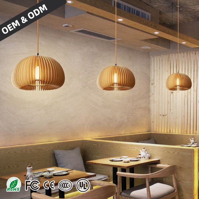 Wood Bar Pendant Light Adjustable Height Warm White Middle Size New Chinese-Style Lighting for Restaurant