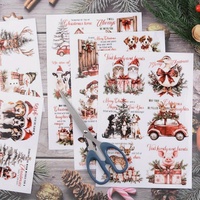 Joyeux Noël 16oz bocaux en verre UV pour DTF tasse enveloppes imperméable résistant aux rayures décalcomanies festives papier de transfert auto-adhésif