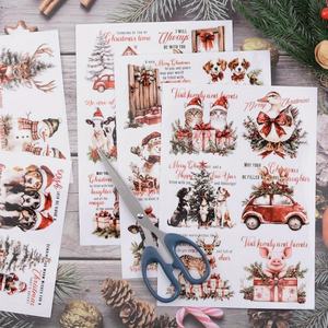 Feliz Navidad 16oz Frascos de vidrio UV para DTF Cup Wraps Impermeable Resistente a los arañazos Calcomanías festivas Papel de transferencia autoadhesivo - Product Image 3