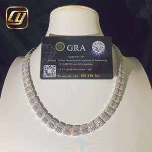 Fine Jewelry 9MM Sterling Silver 925 Hip Hop Pass Diamond Tester VVS Moissanite Diamond <b>Iced</b> <b>Out</b> Cuban Link <b>Chain</b> Necklace - Product Image 1