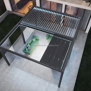 Pérgola Eléctrica Retráctil Inteligente de Aluminio con Luces LED, Sensor de Viento, Techo de Láminas Ajustables y Recubrimiento en Polvo <span class=keywords><strong>para</strong></span> Jardín y Balcón - Product Image 6