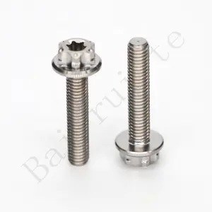 Grade 5 Titanium Gr5 Titanium Hex Torx Flange Bolt M10 M5 10mm M8 M6 M7 M8 Bike Bolt Screw Motorcycle Titanium Flanged Bolt