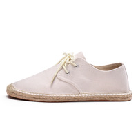 Espadrilles décontractées pour hommes, style espagnol, en toile bleue, à lacets, semelle en jute respirante, pour la marche - Vente en gros