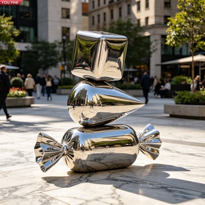 YOUFINE Escultura Gigante de Piruleta en Espiral de Acero Inoxidable Pulido Espejo, Estatua de Arte <span class=keywords><strong>Pop</strong></span> de Caramelo para Centros Comerciales y Calles - Product Image 4