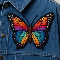 Patch papillon brodé personnalisé thermocollant en tissu sergé pour baskets