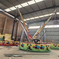 Trampoline rond en caoutchouc extérieur commercial 4-en-1 pour quatre enfants et adultes, construction en acier, parc d'attractions