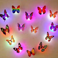 Autocollant mural papillon lumineux LED 3D monocouche en plastique pour intérieur, veilleuse de chevet IP44, décoration de Noël, vente en gros