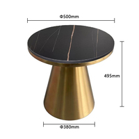 Table basse de luxe pour salon, plateau en pierre frittée, table basse ronde en acier inoxydable doré titane