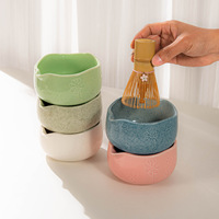 Astief Nouveauté Outils de cérémonie du thé faits à la main de qualité supérieure OEM Personnaliser le logo Bol à matcha à bec de fleur émaillé Ensemble cadeau matcha