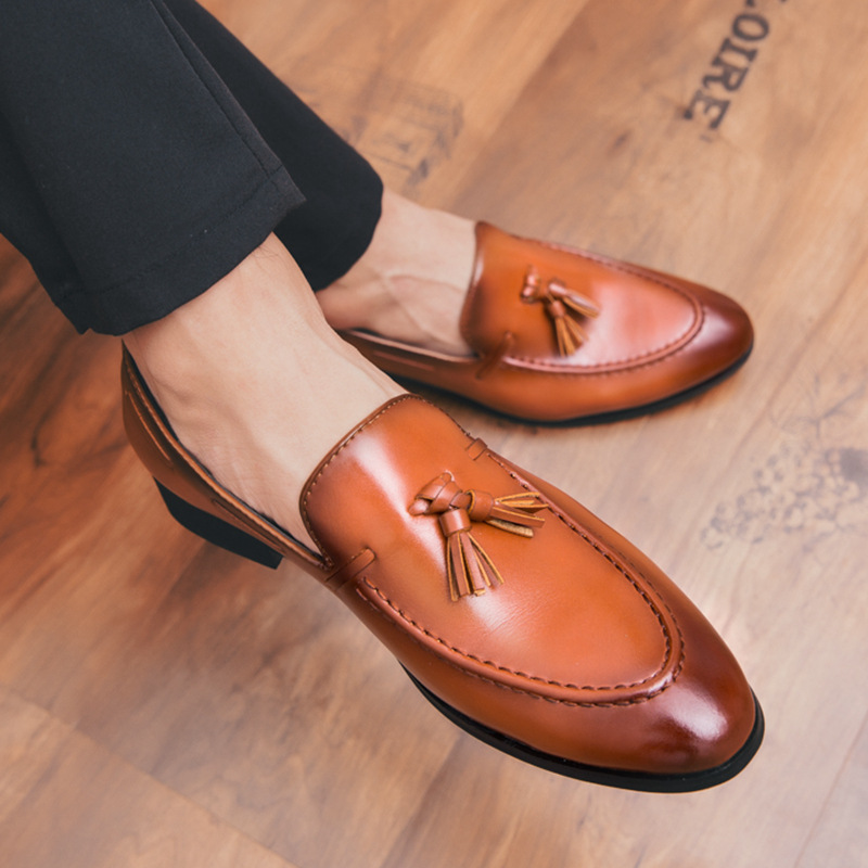 Men's Dress Shoes - Fashion Tassel Soft PU Leather Oxford Flats for Office  & Casual Business Wear - Slip-On Comfort