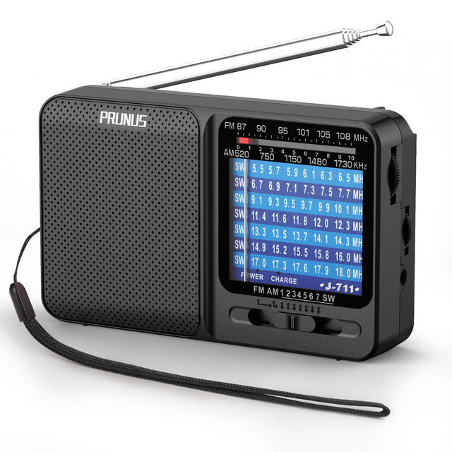 Portable Radio AM/FM/SW1-SW7, USB-C Charging & AA Battery Operated, Lanyard Plastic Portable Radio