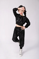 Trajes de Baile de Jazz para Niños, Ropa Brillante con Lentejuelas para Actuaciones de Hip-hop, Conjunto de Top y Pantalones para Niños y Niñas
