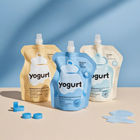 Emballage de jus de fruit liquide de yaourt en nylon personnalisé de qualité alimentaire 100ml avec bec verseur de forme unique sac de yaourt