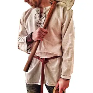 Caballero Cosplay disfraz Medieval túnica disfraces de Halloween para hombres adultos disfraz de pirata ropa elegante camisas de Carnaval