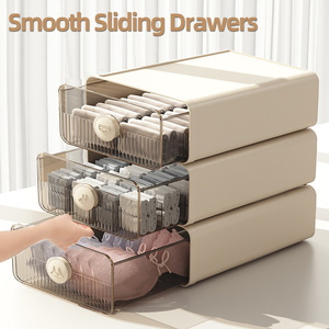 Tùy chỉnh của phụ nữ đồ lót Hộp lưu trữ rõ ràng Stackable tủ quần áo ngăn kéo tổ chức Closet quần áo SORTER đồ lót <span class=keywords><strong>PP</strong></span> thực phẩm - Product Image 2