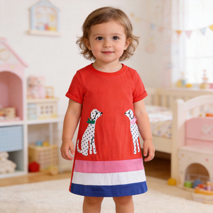 Vestiti per Bambina con Stampa Cartoon, Collo Tondo, Abbigliamento Estivo Casual, Linea A, Cotone, Manica Corta, per Bambine 1-2 Anni - Product Image 3