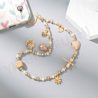 Chaîne de téléphone portable durable avec pendentif en forme de cœur de fleur en cristal bohème, décoration pour iPhone 18 avec une longueur de 15 cm