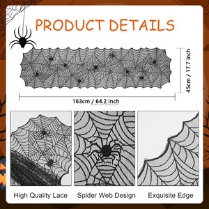 E-066 Mỹ Halloween Đen Spider Web Ren Bảng Cờ Đảng Quà Tặng Nhà Centerpieces Bảng Runners - Product Image 3
