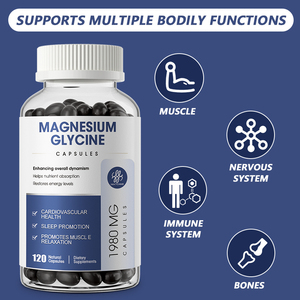 Capsules de glycinate de <span class=keywords><strong>magnésium</strong></span>, complément de <span class=keywords><strong>magnésium</strong></span> pour la santé des muscles, des nerfs, des os et du cœur (adulte, végétalien, sans gluten/saïda, 60/120) - Product Image 2