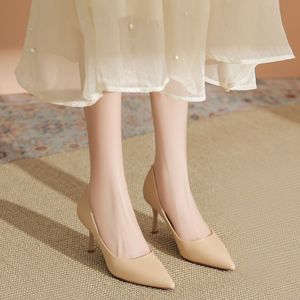 Zapatos de Tacón Alto con Punta en Pico 7888A, Zapatos de Oficina de Cuero Genuino, Tendencia de Moda para Mujer, Color Sólido, Otoño - Product Image 3