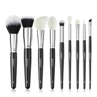 BEILI nouveau jeu de pinceaux de maquillage de peinture à base d'eau 9cs luxe manche en bois noir blanc et noir poils de soie microcristalline ensemble de pinceaux