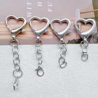 En gros Mousqueton pivotant en métal en forme de cœur avec chaîne d'extension pour porte-clés, breloques de sac et accessoires de fabrication de bijoux DIY
