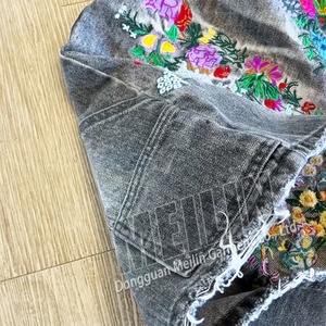 Custom Distress Streetwear High Quality Embroidery logo Raw Hem Denim Shorts <b>for</b> <b>Men</b> Acid Wash Jeans Shorts <b>Men</b> - Product Image 3