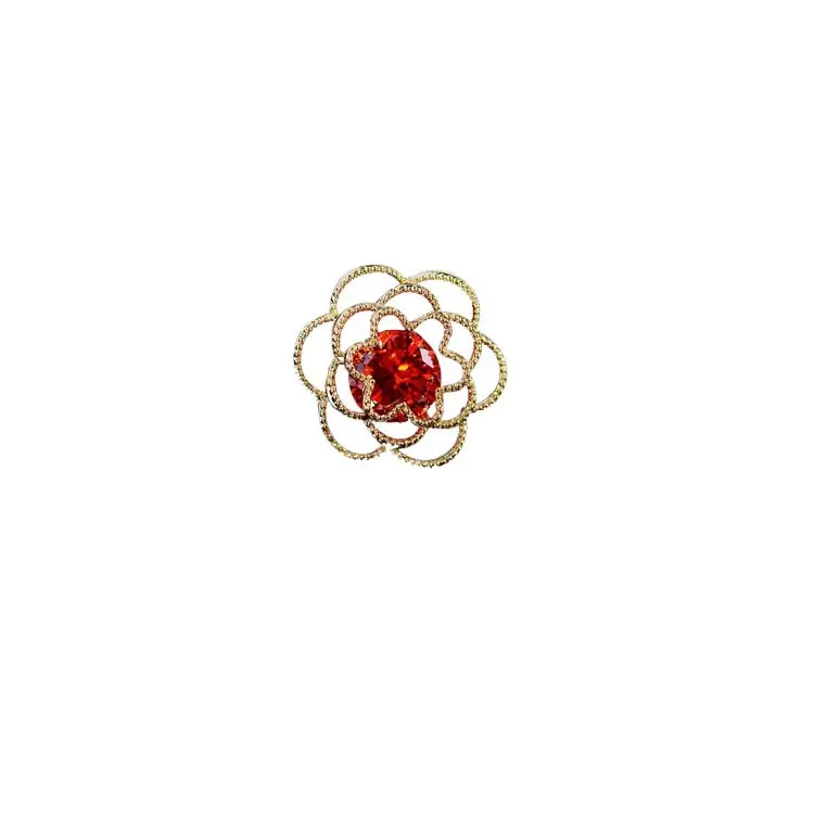 ZHIWEI Simple micro-ensemble zirconium femmes floral petite broche galvanisée 14K rose fleur épineuse cheval broche