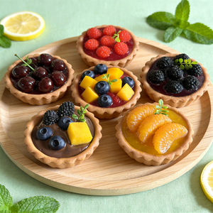 Flavorful Plastic Butter Shortcake Flat Fruit Tarts Simulation Food Model Orange Cherry Raspberry Blueberry Chocolate - Product Image 4