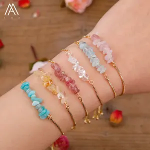 Vòng Tay Dây Chuyền Vàng Đơn Giản, Hạt Chip, Đá Quý Lộn Xộn, Trang Sức Boho, Quà Tặng Cho Cô Ấy