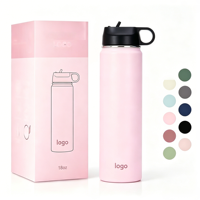 Bouteille d'eau sport isotherme en acier inoxydable 304, style américain, double paroi, isolation thermique 12-24 heures, avec paille anti-chute
