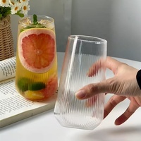 BAMBUS Tasse en verre borosilicate minimaliste moderne sans poignée ni couvercle, extérieur uni lisse, résistant aux hautes températures