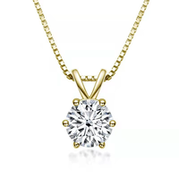 Collier pendentif élégant pour femme avec diamant unique à six griffes, bijoux pour diffusion en direct, cadeau, prêt à l'exportation, en stock