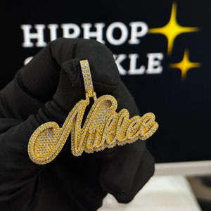 Fashion Luxury Niklee Pendant 2.30 Inch <b>Iced</b> <b>Out</b> 925 Sterling Silver 14K Gold Plated Moissanite Hip Hop Custom <b>Chain</b> Jewelry - Product Image 1