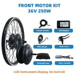 Kit de conversion de vélo électrique AFTFA 36V 250W pour VTT, <span class=keywords><strong>roue</strong></span> <span class=keywords><strong>avant</strong></span> 26 pouces, écran LCD, moteur de vélo électrique - Product Image 1