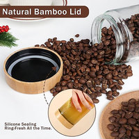 Wadah Penyimpanan Dapur Kaca Bening 16oz Mewah Klasik dengan Tutup Bambu Mulut Lebar untuk Pengawetan Kesegaran, Penggunaan di Rumah, Makanan, Penyimpanan Semalam