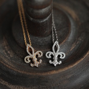 Collana con Pendente Iris in Acciaio al Titanio con Zirconia Cubica, Sottile Catena a O, Gioiello Floreale a Corona per Donna, Idea Regalo - Product Image 1