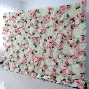 Muro de Flores Artificiales de Seda, Rosas Rosadas, Rollo Personalizado, Decoración Verde, Fondo de Pared de Flores de Hortensia Blanca para Bodas y Eventos - Product Image 1