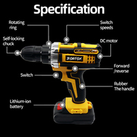 Perceuse électrique sans fil Tournevis électrique à main Outil Batterie lithium-ion Brosse Moteur Perceuse à percussion