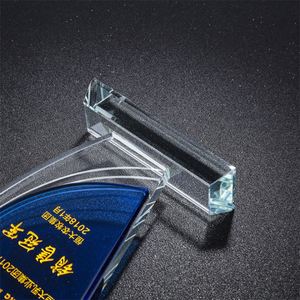 WZ-GT001 <b>Wholesale</b> Blank <b>Glass</b> Trophy <b>Award</b> Custom Crystal <b>Glass</b> Trophies With Metal Star for Souvenir Gift - Product Image 4