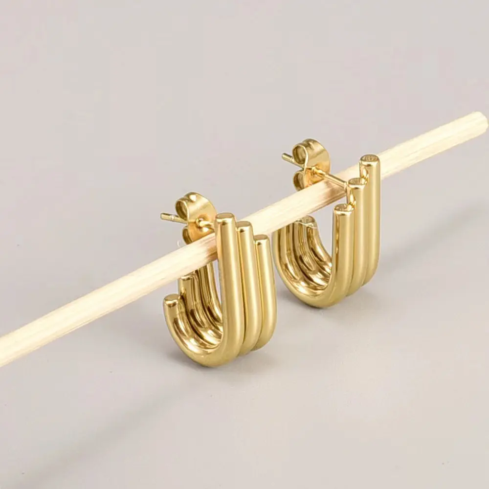 Bulk Großhandel neue trend ige Hochzeit Ohrring Drei Röhren geschichteten Edelstahl Ohrringe Mode hand gefertigte Ohr stecker für Frauen