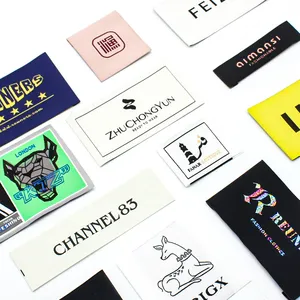 Factory new design tags and labels brand custom end fold custom woven labels for clothing