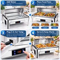 Chauffe-Plat Électrique de Luxe 9L en Acier Inoxydable avec Couvercle Visible pour Hôtels, Banquets, Restaurants et Buffets