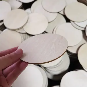 Cakram Lingkaran Kayu Birch Potongan Laser Kustom Diameter 4 Inci untuk Mengecat atau Pengeluaran Diy