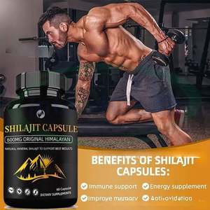 Cápsulas de Shilajit Puro Ausreson, Suplemento Energético Natural y Orgánico de Shilajit, Cápsulas de Shilajit del Himalaya de 10000 mg para Hombres - Product Image 2