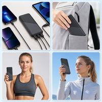 Batterie externe 10000mAh 22.5W à charge rapide, ultra-mince 13mm, chargeur portable double sortie USB, panneau texturé en tissu pour les voyages